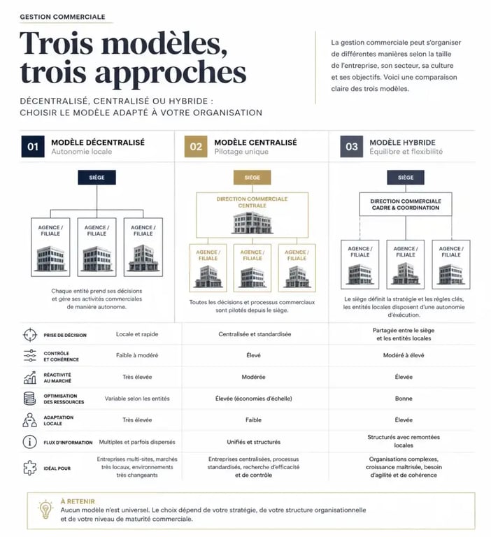 Comparatif des modèles de gestion : centralisation des processus de vente vs décentralisation