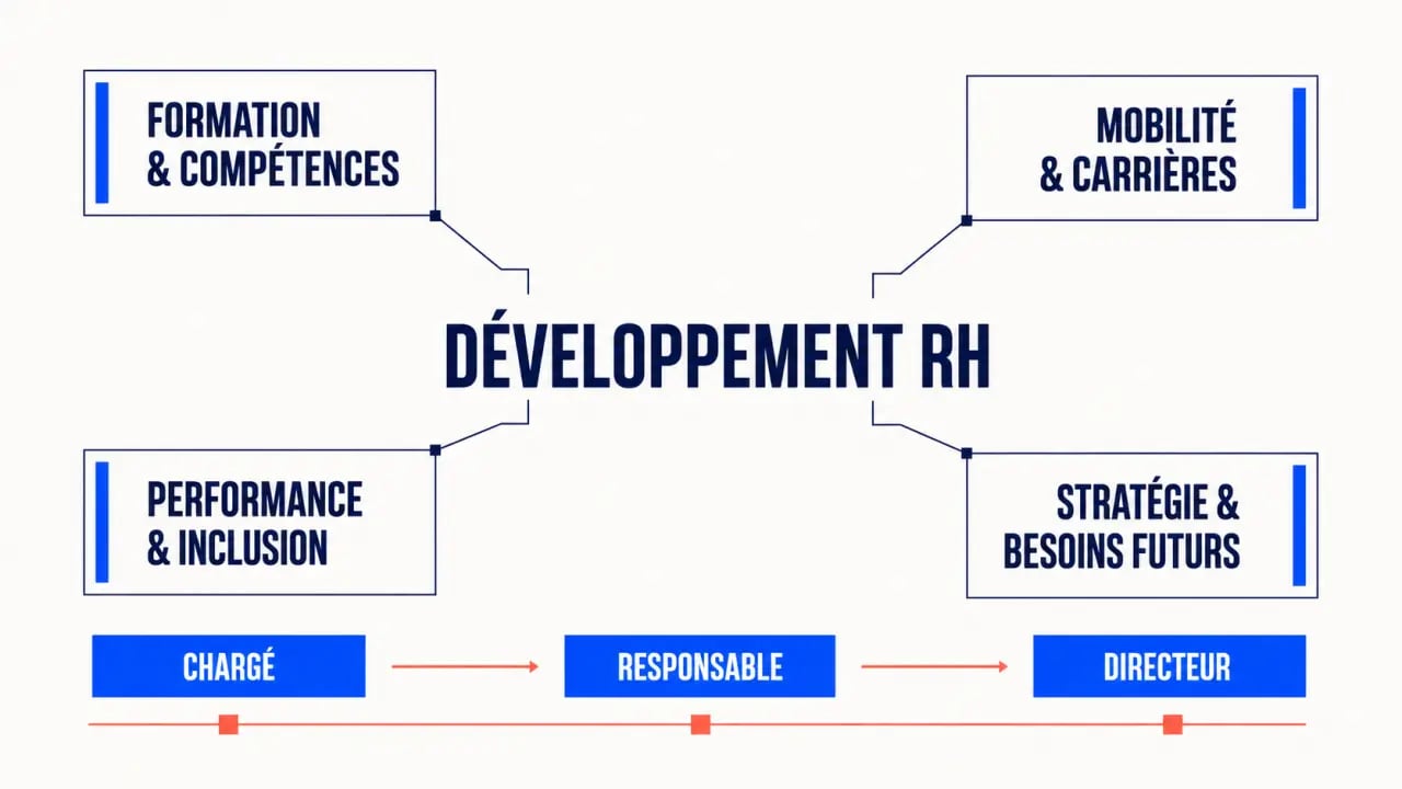 Développement RH : schéma des missions, compétences et niveaux de responsabilité
