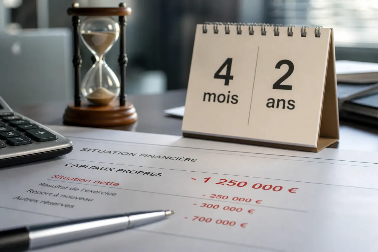 Fonds propres négatifs : 4 mois pour décider, 2 ans pour redresser la société