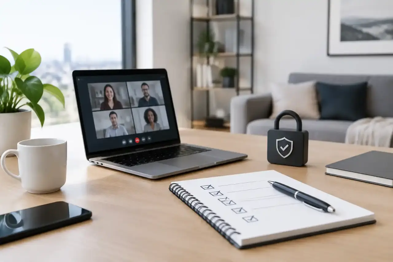 Équipe professionnelle organisant son travail hybride à distance et au bureau