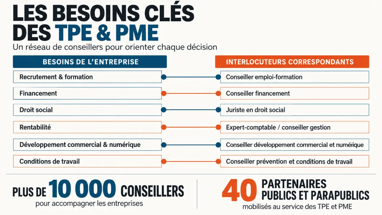 Conseiller en entreprise : besoins d’une TPE ou PME et interlocuteurs adaptés