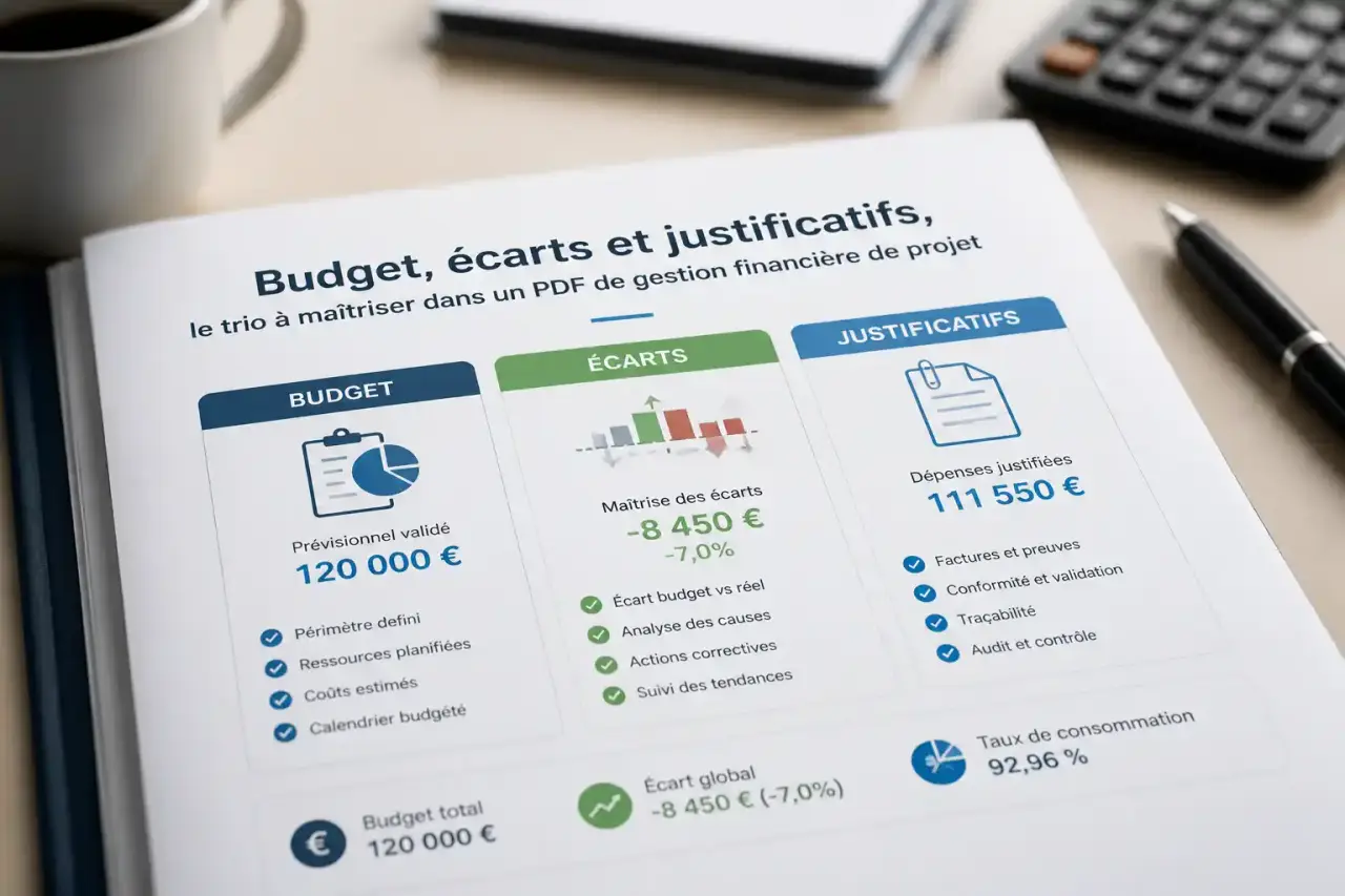 Budget, écarts et justificatifs, le trio à maîtriser dans un PDF de gestion financière de projet