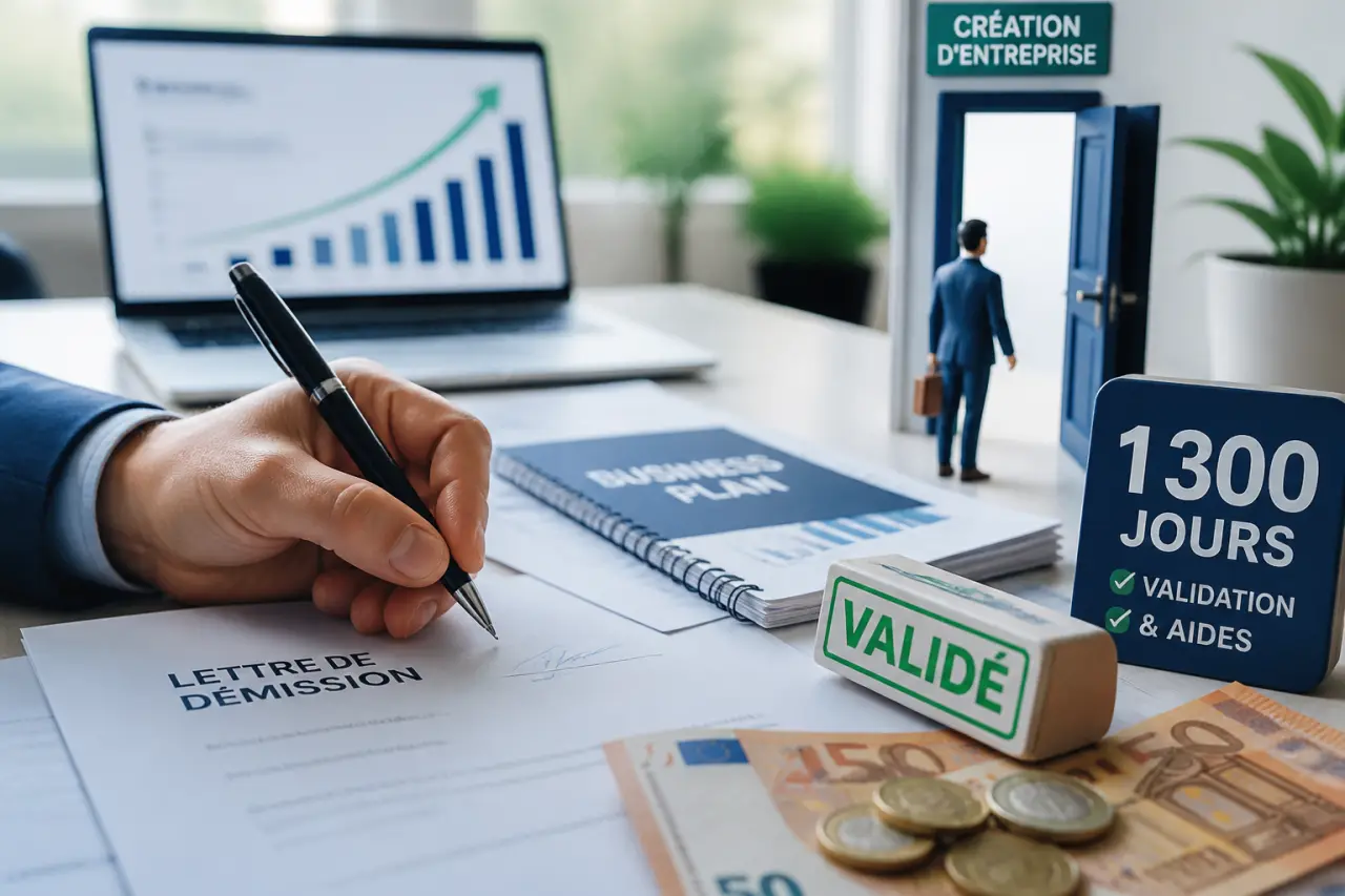 Démissionner pour créer son entreprise sans perdre ses droits : 1 300 jours, validation et aides