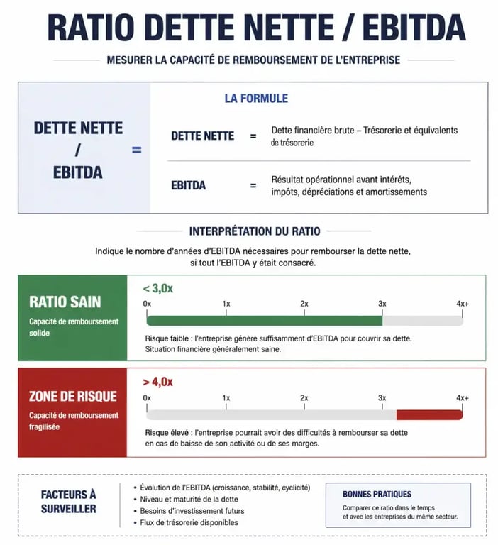 Calcul et analyse du ratio Dette nette sur EBITDA dans le cadre des covenants bancaires