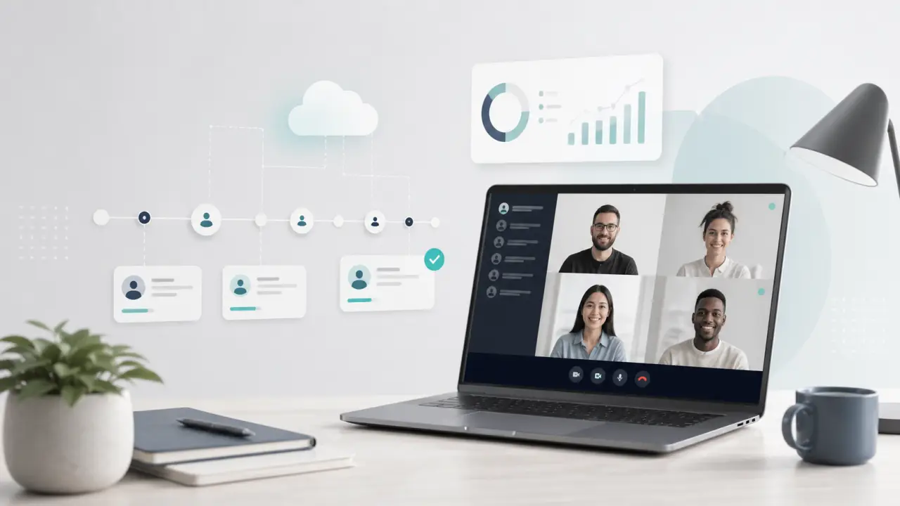 Illustration d'un SaaS en télétravail relançant ses prospects avec une organisation claire et digitale