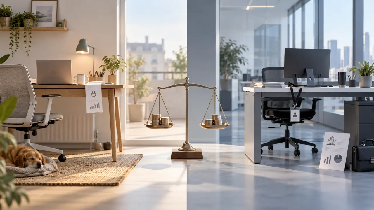 Bureau organisé pour travailler alternativement à domicile et dans les locaux de l'entreprise